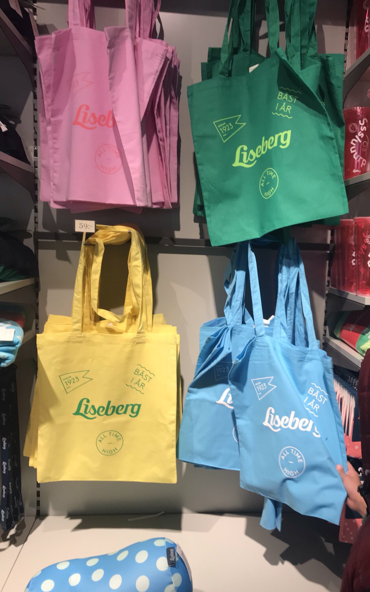 The souvenir shop at Liseberg, Gothenburg (Sweden) selling cloth bags